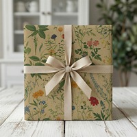 Papel de Regalo Vintage con Diseño de Margaritas para Envolver Regalos Navideños
