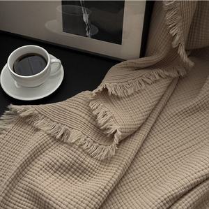 Sofá suave de alta calidad, ropa de cama, viaje, Hotel, oficina, Color sólido, 100% algodón, borlas, manta tejida para regalo - Product Image 6