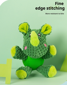 Jouet pour chien <span class=keywords><strong>2</strong></span>-en-1 durable et écologique, peluche en forme d'animal mignon, balle en caoutchouc couineuse, styles variés (hippopotame, koala, singe) pour chiot et chien - Product Image 3