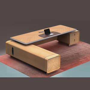 Office MDF L Shaped Luxury Design Boss Table <b>Solid</b> <b>Wood</b> Office <b>Desk</b> Executive Computer Office Table Furniture - Product Image 2