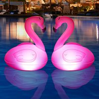 Lot de 2 flotteurs gonflables flamants roses lumineux pour piscine, à énergie solaire, étanches, LED, pour anniversaires, remises de diplômes, nouveautés