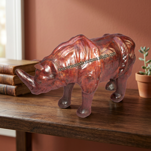 Handmade Customized Rhinosaur Leather Figurine Tabletop Statue Modern Eco-Friendly Durable Brown for Home Office Restaurant - Product Image 3
