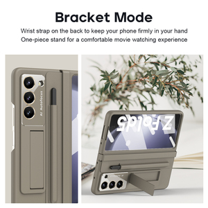 Funda de teléfono con ranura para bolígrafo de cuero para Samsung Galaxy Z Fold 5 4, funda plegable <span class=keywords><strong>gratis</strong></span> con soporte y película frontal de vidrio templado - Product Image 4