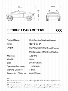 แท่นชาร์จไร้สายอเนกประสงค์ 3 in 1 สำหรับโทรศัพท์และสมาร์ทวอทช์ รุ่น Cybertruck ปี 2026 พร้อมแท่นชาร์จเร็ว 15w แบบแม่เหล็ก - Product Image 5