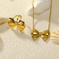 2025 mode minimaliste 18k plaqué or ternissement gratuit déclaration nœud papillon pendentif colliers anneaux ensemble de bijoux pour femme filles