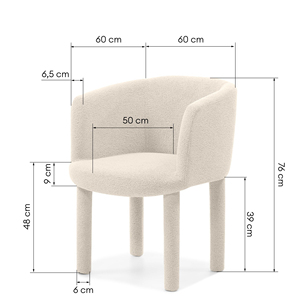 <span class=keywords><strong>Chaise</strong></span> de <span class=keywords><strong>salle</strong></span> à <span class=keywords><strong>manger</strong></span> rembourrée en tissu crème de style nordique moderne, imperméable, confortable et respirante, idéale pour les restaurants, les hôtels et les cafés - Product Image 6