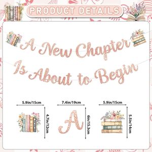 Décorations <span class=keywords><strong>de</strong></span> baby shower sur le thème des contes pour enfants : un nouveau chapitre commence, un nouveau chapitre va bientôt s'ouvrir, bannière et spirales suspendues - Product Image 2