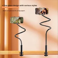 Support de téléphone portable et tablette pliable à base spirale 70CM Noir pour chevet, bureau et streaming en direct – Gadget d'usine