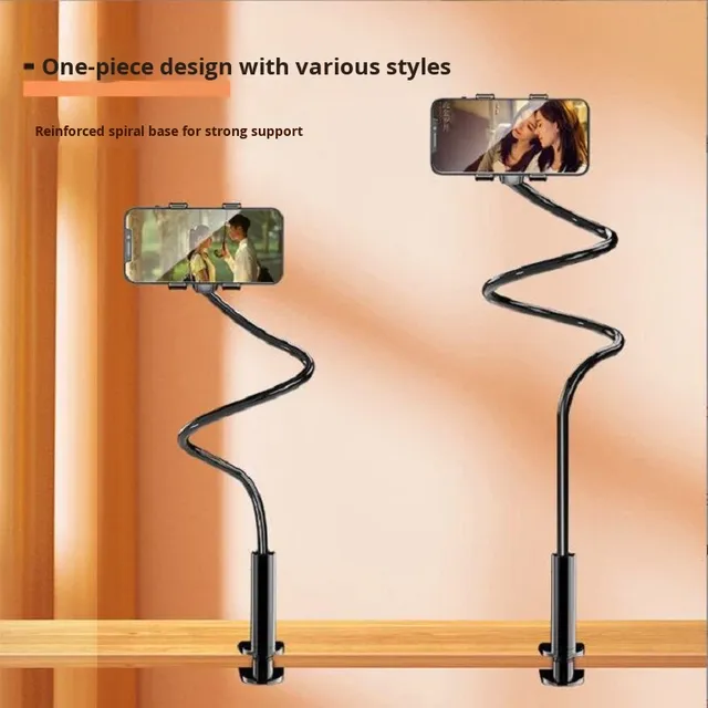 Spiral Base Lazy Foldable Mobile Phone & Tablet Holder 70CM Black Bedside Desktop Live Streamer Gadget Factory