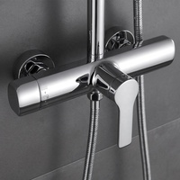 Robinet de douche d'hôtel moderne en laiton chromé poli, à tête carrée et ronde, avec jet pluie, 3 voies, monocommande à débit contrôlé