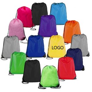 Sac à dos en nylon imperméable personnalisé avec logo, petit sac à cordon en polyester pour la salle de sport, les événements sportifs - Product Image 1