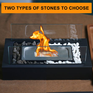 Elegante tavolo etanolo fuoco Pit arredamento portatile interno/esterno <span class=keywords><strong>in</strong></span> piedi di vetro camino <span class=keywords><strong>con</strong></span> pietre Decorative - Product Image 4