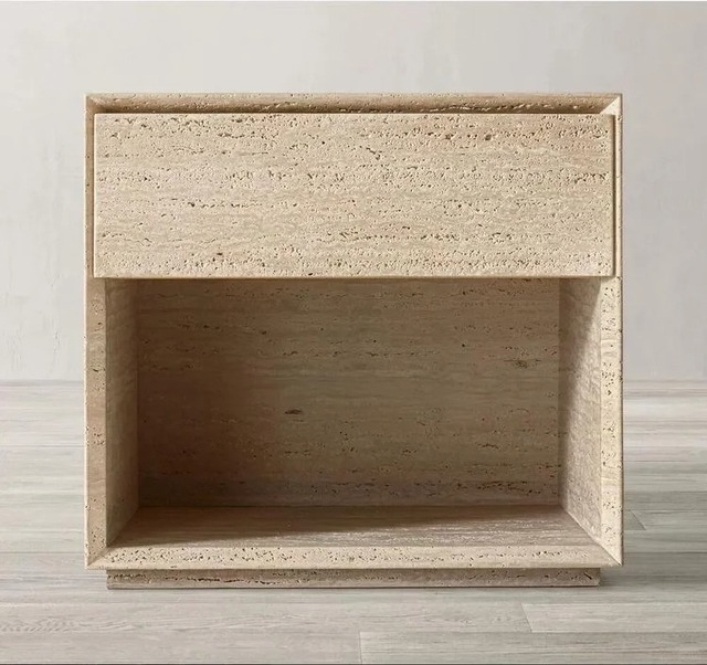 Customized Modern Luxury Travertine Nightstand Drawer for Bedroom Furniture Dining Apartment Use Hospital Commercial