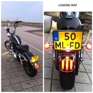 אופנוע <span class=keywords><strong>LED</strong></span> זנב אור עשן עדשת בלם לוחית רישוי מנורת אחורי להפסיק 12v עבור הארלי Dyna כביש מלך Softail סיור - Product Image 6