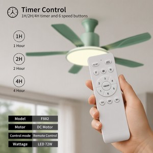 Modern 56 Inch <b>Ceiling</b> <b>Fan</b> with LED Light <b>Remote</b> <b>Control</b> DC Motor Reversible 6 Speed F882 for Living Room - Product Image 4