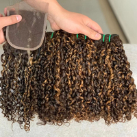 Extensiones de Cabello Humano Virgen Rizado Birmano Caliente, Grado 12A, Súper Doble Trama, Corte Pixie, Cutícula Alineada, de Proveedor