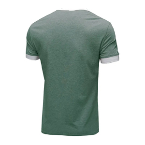 <b>Men</b> Summer <b>Henley</b> Collar Contrasting Color Patchwork Short Sleeved Fitness Tee Two-Piece T-<b>Shirt</b> - Product Image 4