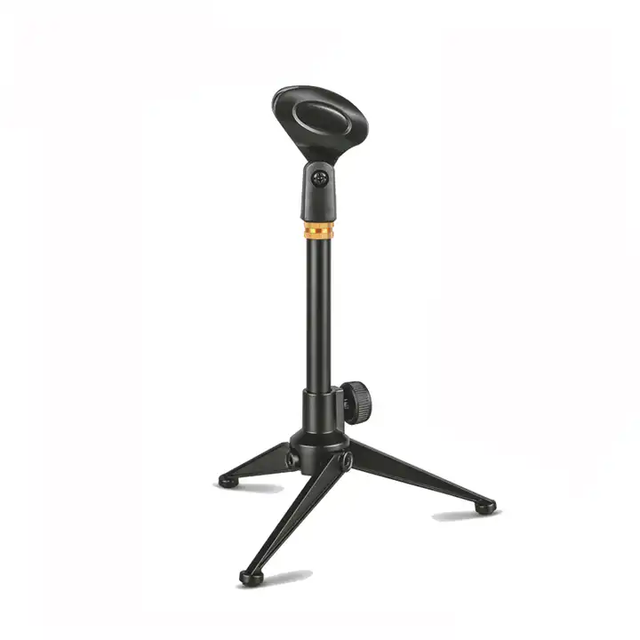 XTUGA LKT-060 Desktop Table Mic Stand Metal Base Three-legged Folding Lightweight Height Adjustable Black Live Broadcast Stand