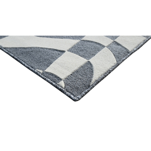 Alfombra Moderna Abstracta Rectangular Gris de Lana Acrílica Jacquard de Pelo Plano Reversible para Sala de Estar - Product Image 2