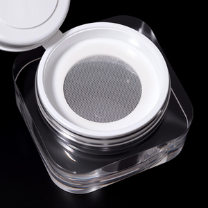 Boîte carrée à couvercle rond argenté Boîte vide à poudre libre Compartiment portable Conteneur de poudre de maquillage Emballage de cosmétiques Hexi - Product Image 6