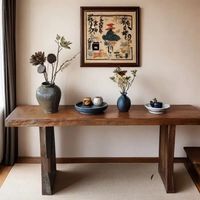 Table console en bois massif Wabi Sabi à bord naturel irrégulier, table d'entrée, table de couloir rustique, table d'appoint longue pour couloir