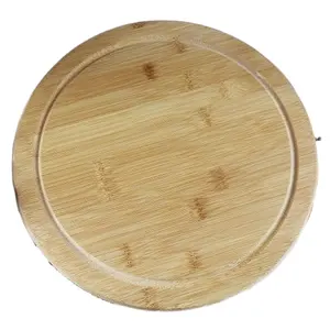 Оптовая продажа, Экологически чистая круглая кухонная бамбуковая разделочная доска с желобом для сока