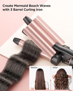Electric Interchangeable Wand Head Multifunctional Hair Curling Iron & Straightener <b>Brush</b> with Ceramic Coating - Product Image 4