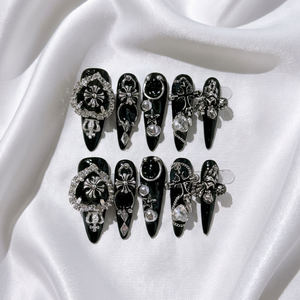 <span class=keywords><strong>Uñas</strong></span> Acrílicas de Lujo Hechas a Mano, Extra Largas, Forma Ataúd, con Diseño 3D, <span class=keywords><strong>para</strong></span> Fiesta, Personalizadas, de Primera Calidad - Product Image 4