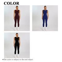 Combinaison de sport moulante pour femme, effet seconde peau, avec rembourrage intégré, dos ouvert ajouré, sans manches, une pièce, pour entraînement et yoga