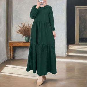 Vestido Elegante y Modesto para Mujeres Islámicas, Túnica Estilo Dubái Turco, Abaya Informal con Cuello Abierto, Transpirable, Antiestático, de Poliéster, Largo hasta el Tobillo - Product Image 2