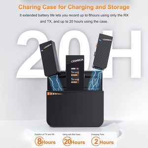 Sistema de Micrófono Inalámbrico de Solapa Comica <span class=keywords><strong>Vimo</strong></span> C3, con Cancelación de Ruido, Modo de Seguridad, Estuche de Carga con 20 Horas de Duración de la Batería - Product Image 5