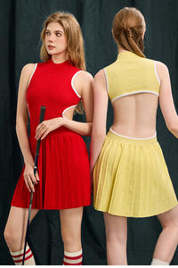 Neu eingetroffen: Damen-Tennis- und Golfkleid mit Lochmuster, offener Rücken, leicht, atmungsaktiv, feuchtigkeitsableitend, plissierter Vorderseite und Taillenbund - Product Image 6