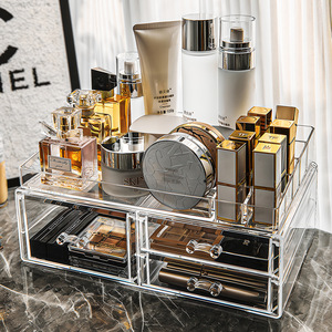 Transparent Cosmetic Storage Box Desktop Drawer Type 18L Acrylic Makeup Organizer for <b>Dressing</b> <b>Table</b> and Dorm <b>Room</b> - Product Image 1