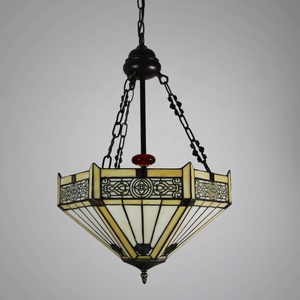Lámpara de Techo Tiffany de Alta Gama LongHuiJing, Pantalla Hexagonal de Vidrio Amarillo, Lámpara Colgante Estilo Mission para Isla - Product Image 6