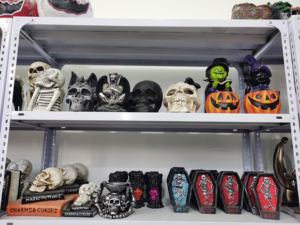 कस्टम आकार राल खोपड़ी सिर शिल्प मूर्ति सजावट, दिन के मृत हेलोवीन Polyresin खोपड़ी कलम धारक चश्मा/फोन धारक - Product Image 6