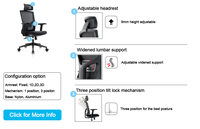 Chaise de bureau ergonomique en tissu avec support de tête en maille pivotante pour cadres