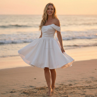 Gaun Pengantin Satin Model Ball Gown Off Shoulder dengan Ruched Bust Corset, Gaun Pengantin Custom Warna Ivory Satin