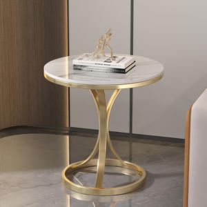 Ensemble <span class=keywords><strong>de</strong></span> <span class=keywords><strong>Table</strong></span> Basse Moderne <span class=keywords><strong>de</strong></span> Luxe avec Bord en Plaque <span class=keywords><strong>de</strong></span> Roche et Petit Buffet en Verre pour Salon, Coins <span class=keywords><strong>de</strong></span> Canapé & Balcon, Simple et Mobile - Product Image 1