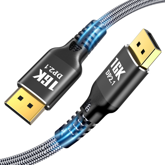 16K DisplayPort Cable 2.1 Supports 80Gbps 16K 60Hz 10K 60Hz 8K 60Hz 4K 165Hz HDR HDCP 2.2 3D ARC for Gaming Monitor TV PC Laptop