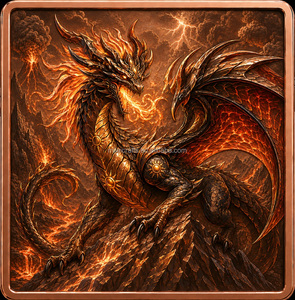Barre de cuivre pur .999 de 5 oz Dragon Mythique, haute relief, Feu Glace Ombre Nécro, lingot de collection souvenir - Product Image 1