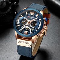 Jam Tangan Quartz Chronograph Pria Curren 8329 Pemasok Tali Kulit Tahan Air Bercahaya Kalender Grosir OEM ODM Jam Tangan Sport