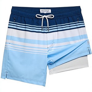Shorts de sport pour homme en toile bleu marine unie, avec poches, élastiques, en coton/élasthanne, séchage rapide, anti-plis, respirants, protection UV - Product Image 1