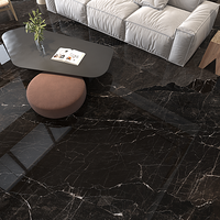Carrelage en porcelaine effet marbre noir Pabu 750x1500mm, motif continu sur 6 faces, moderne, imperméable, facile à nettoyer, pour salle de bain, salle à manger, sol