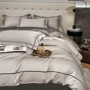 Funda nórdica minimalista con bordado enmarcado gris plateado de 600TC, Sábana bajera, <span class=keywords><strong>fundas</strong></span> de almohada, juego de sábanas de algodón de grapa larga, juego de cama - Product Image 5