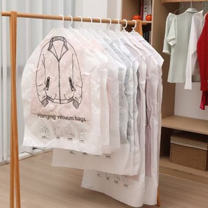 Sac de rangement suspendu <span class=keywords><strong>sous</strong></span> <span class=keywords><strong>vide</strong></span> en PA+PE transparent pour veste et <span class=keywords><strong>manteau</strong></span>, <span class=keywords><strong>housse</strong></span> anti-poussière avec système d'évacuation de l'air pour organiser les vêtements - Product Image 3