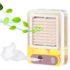 Alta qualidade mini ventilador de ar condicionado névoa umidificador de ar refrigerador portátil mini ventilador recarregável de mesa dentro luz LED