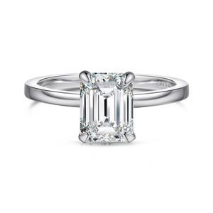 Dylam Infinity Love High Jewelry 925 <b>Silver</b> 6*8mm 2.0ct <b>Emerald</b> Cut Moissanite Stone Diamond Women Wedding Promise Bridal <b>Ring</b> - Product Image 1