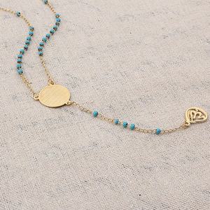 سلسلة طويلة قلادة الأزرق مطرز الدينية مسلم الله الوردية الفولاذ المقاوم للصدأ قلادة ذهبية - Product Image 6