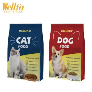 厂家价格数码印刷可再密封拉链立起猫宠物食品包装大平底10千克20千克狗粮袋定制