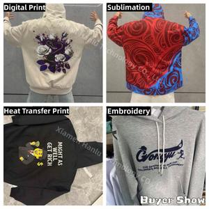 Sweat-shirts à capuche personnalisés avec logo imprimé en usine, sweats à capuche oversize en polyester, sublimation, sweats à capuche vierges, coupe ample pour hommes et femmes - Product Image 3